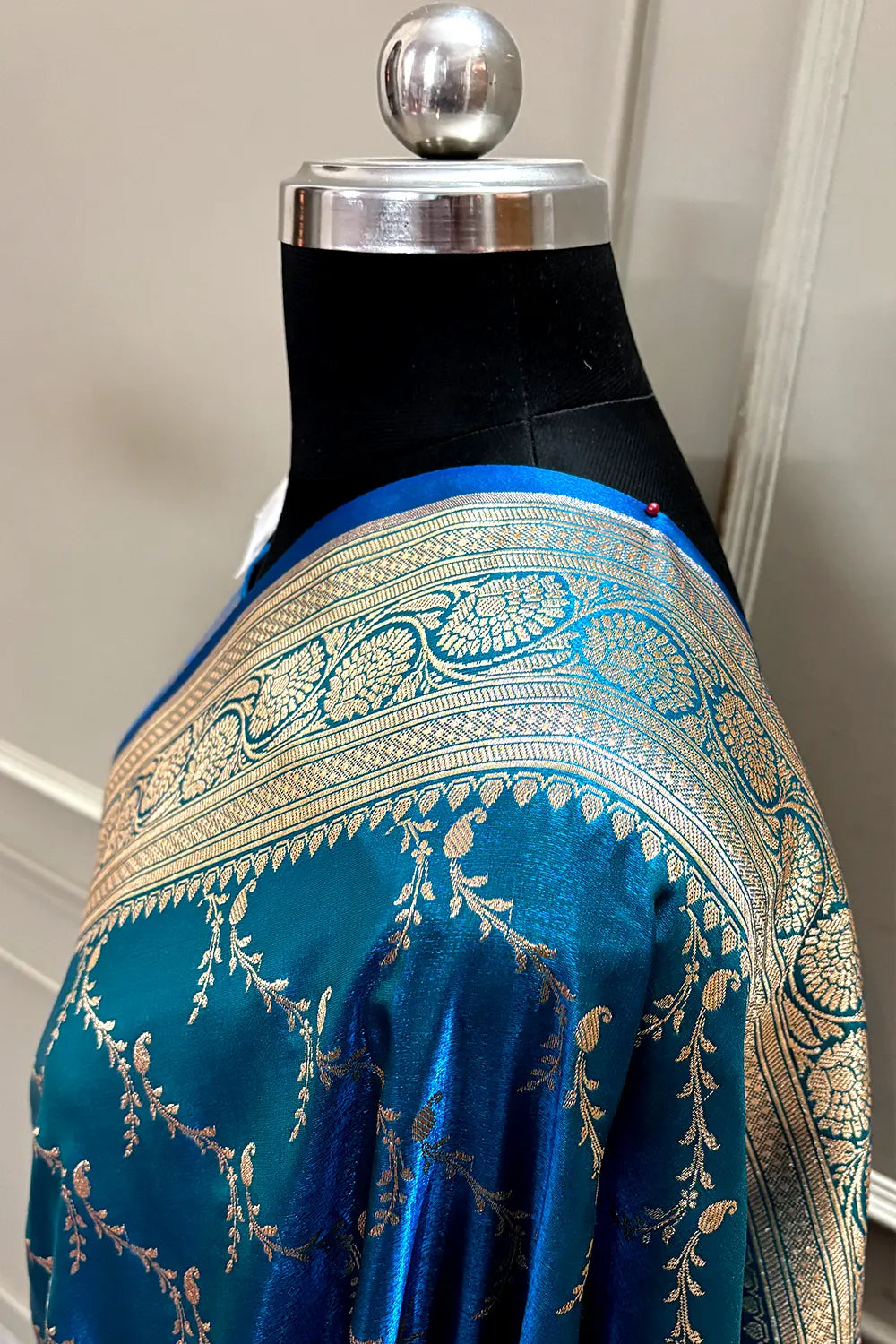 Firozi Zari Katan Silk Banarasi Saree