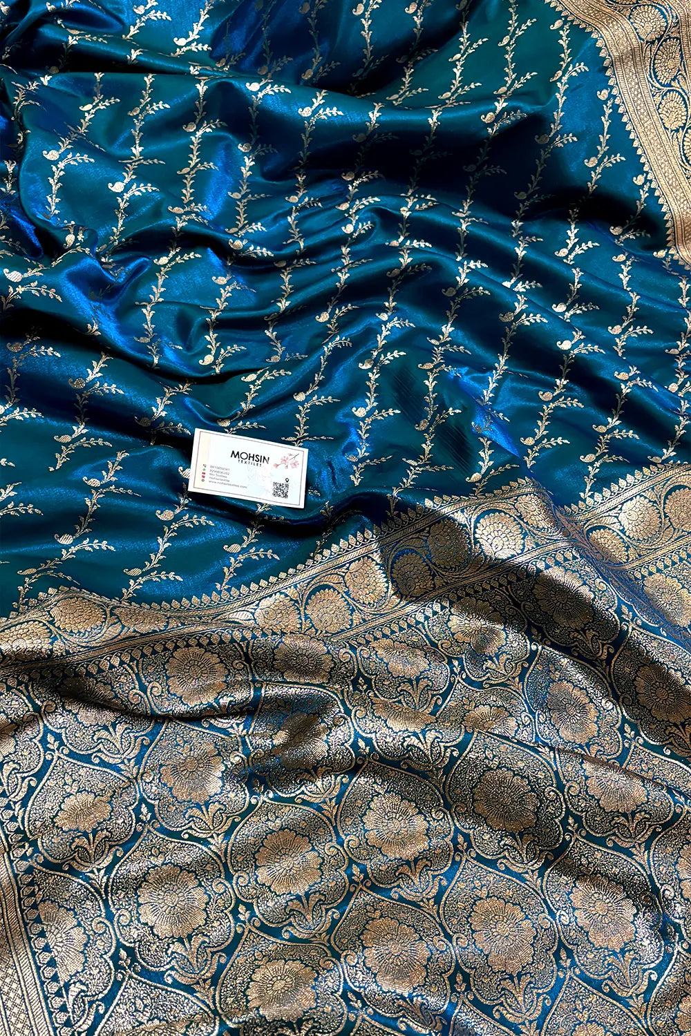 Firozi Zari Katan Silk Banarasi Saree