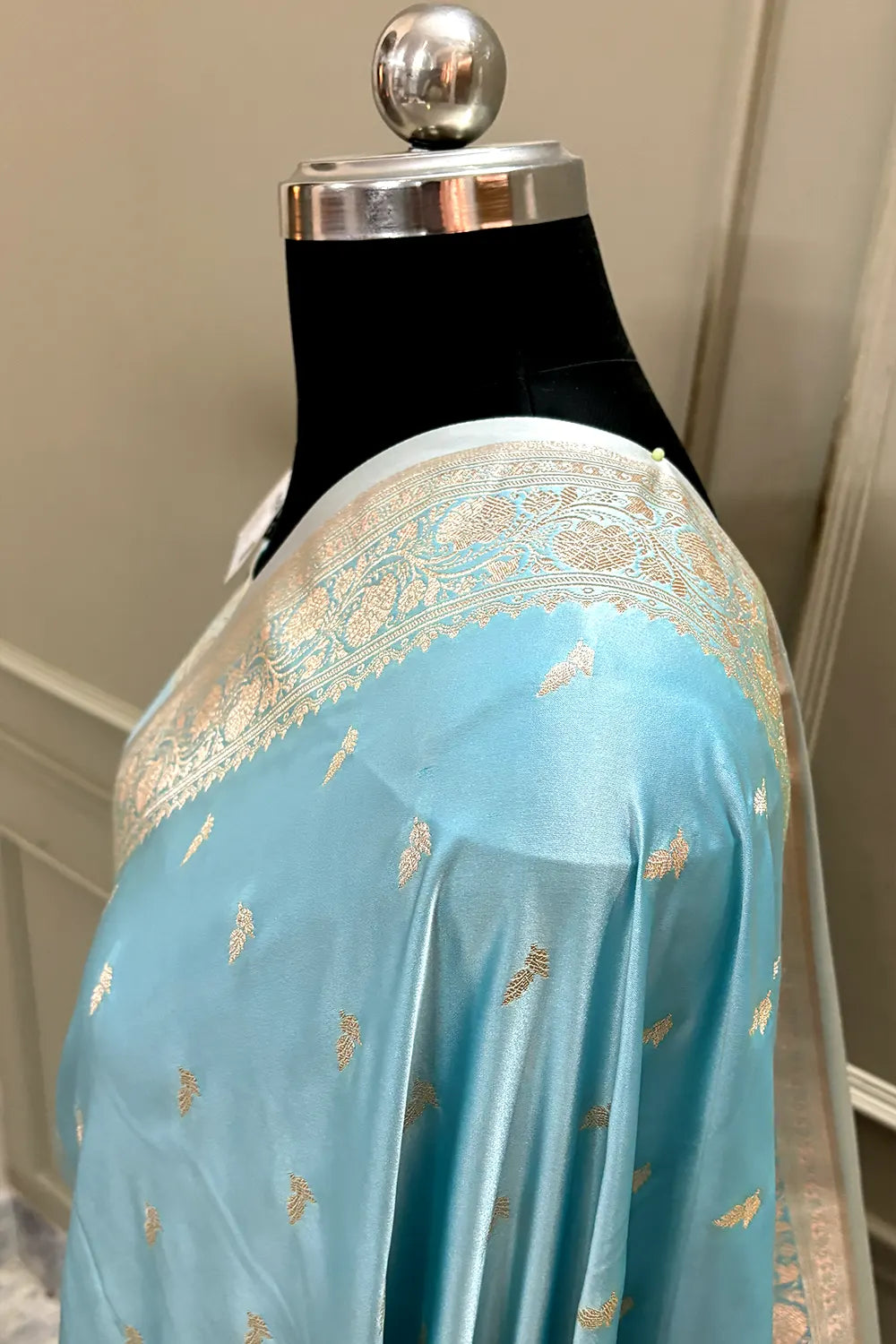 Firozi Zari Katan Silk Banarasi Saree