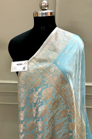 Firozi Zari Katan Silk Banarasi Saree