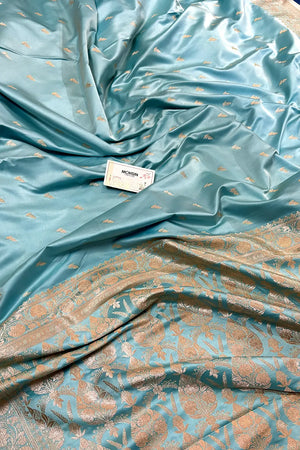 Firozi Zari Katan Silk Banarasi Saree