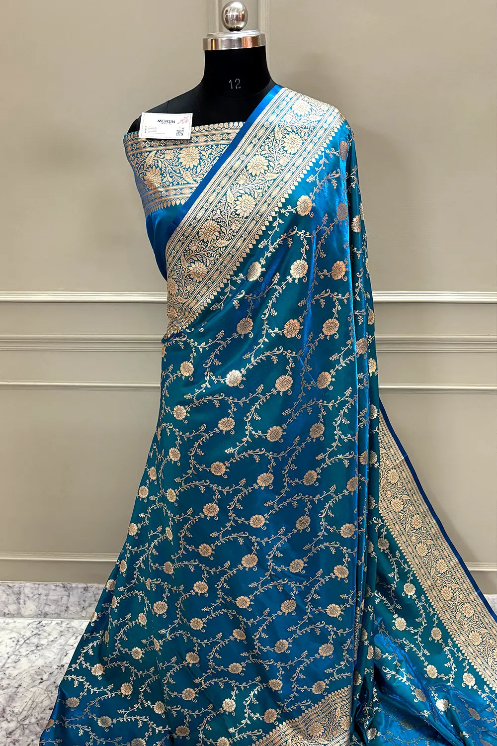 Firozi Zari Katan Silk Banarasi Saree