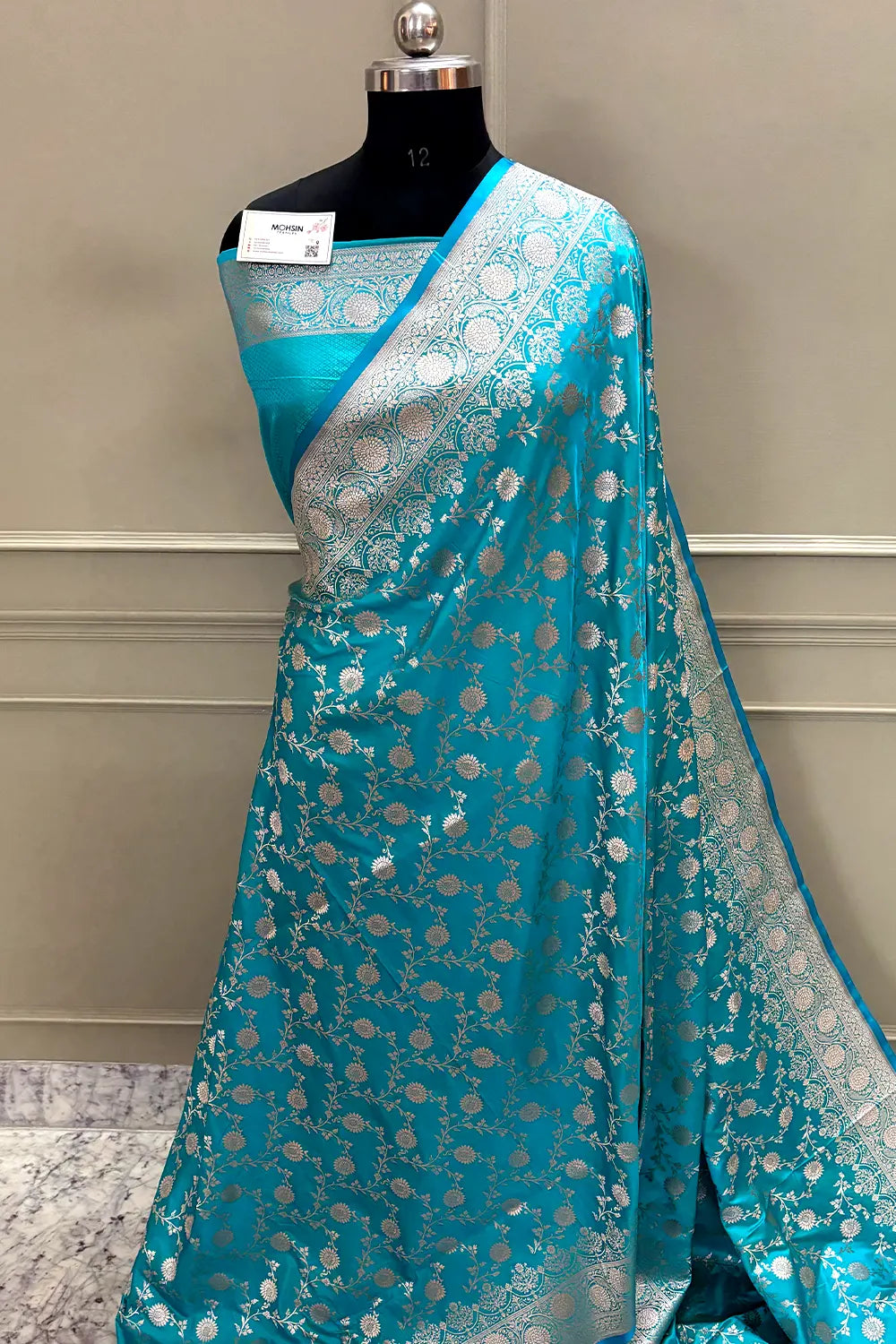 Firozi Zari Katan Silk Banarasi Saree