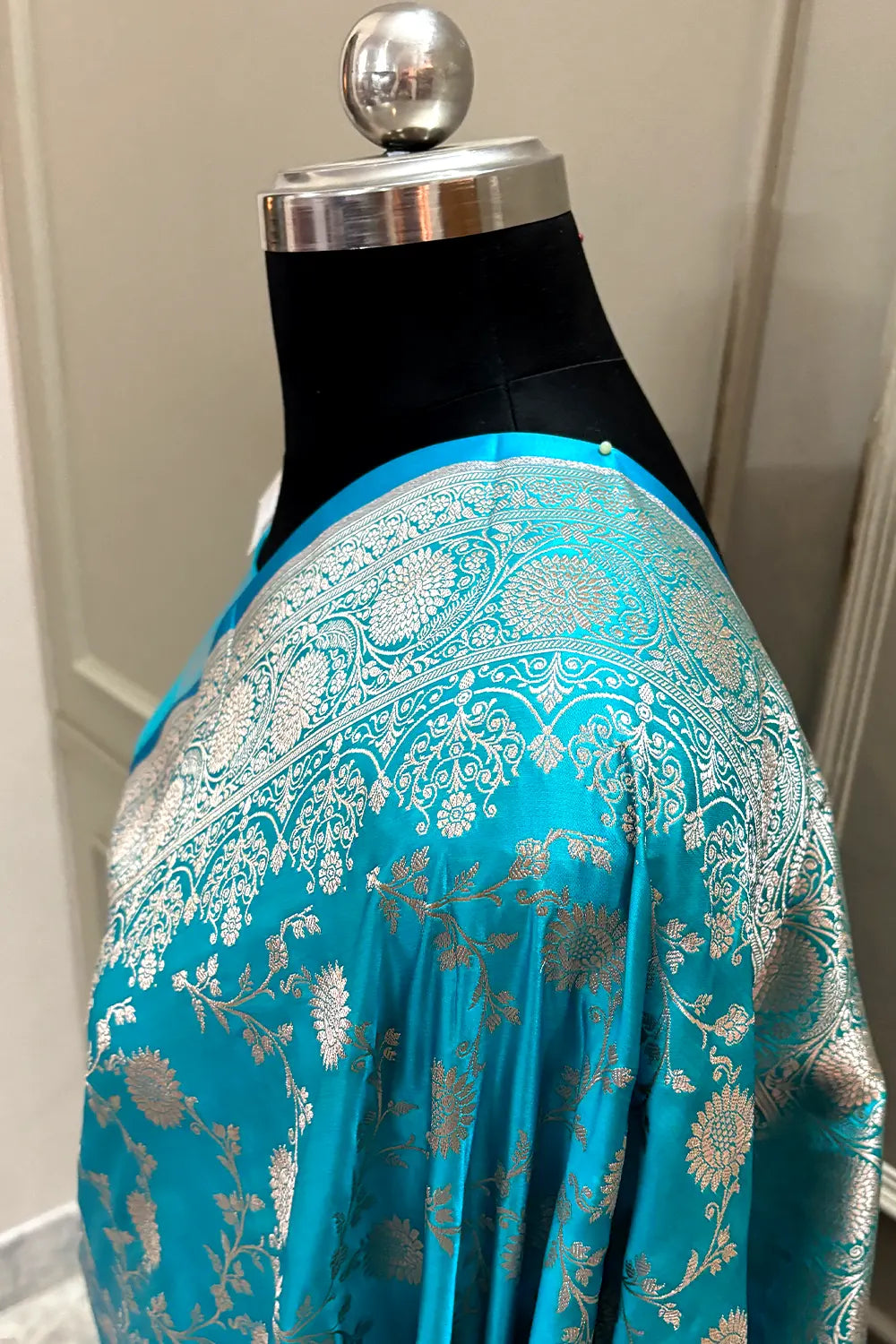 Firozi Zari Katan Silk Banarasi Saree