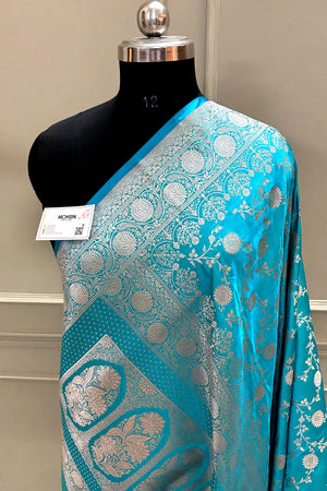Firozi Zari Katan Silk Banarasi Saree