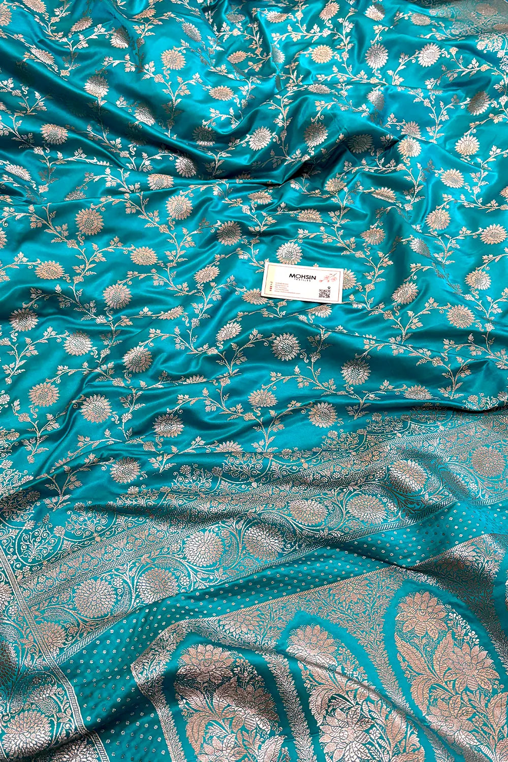 Firozi Zari Katan Silk Banarasi Saree