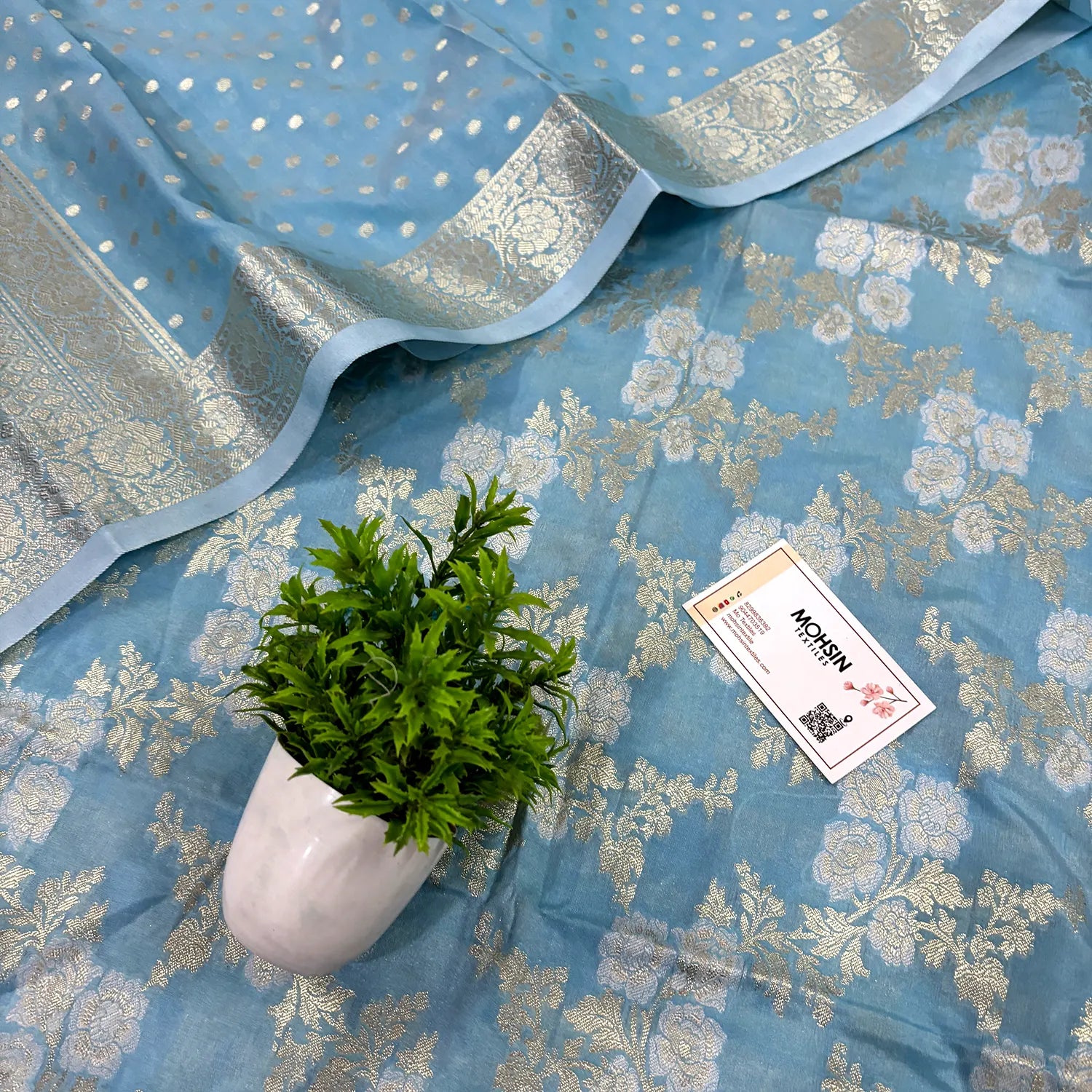 Firozi Zari Katan Silk Banarasi Suit