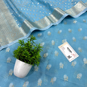 Firozi Zari Katan Silk Banarasi Suit