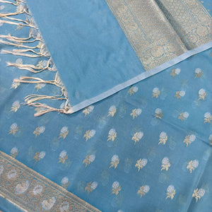 Firozi Zari Katan Silk Banarasi Suit