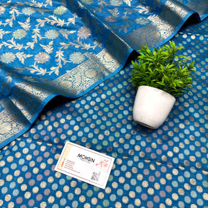 Firozi Zari Katan Silk Banarasi Suit