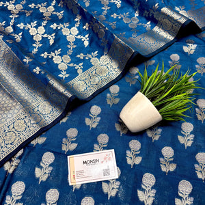 Firozi Zari Katan Silk Banarasi Suit