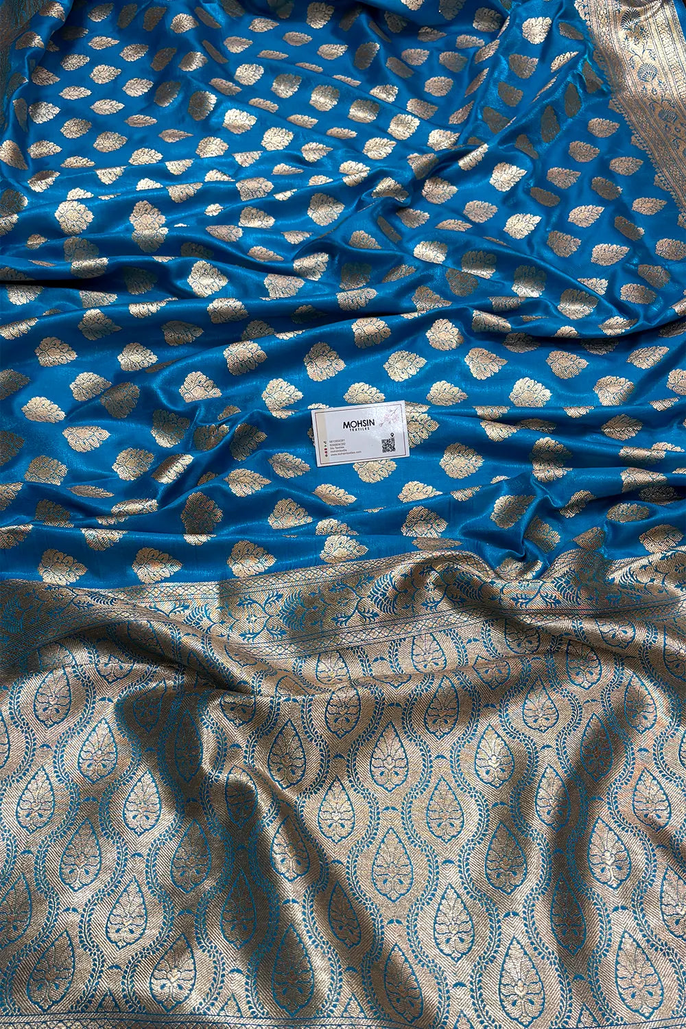 Firozi Zari Satin Silk Banarasi Saree