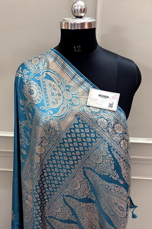 Firozi Zari Semi Mashru Silk Banarasi Saree