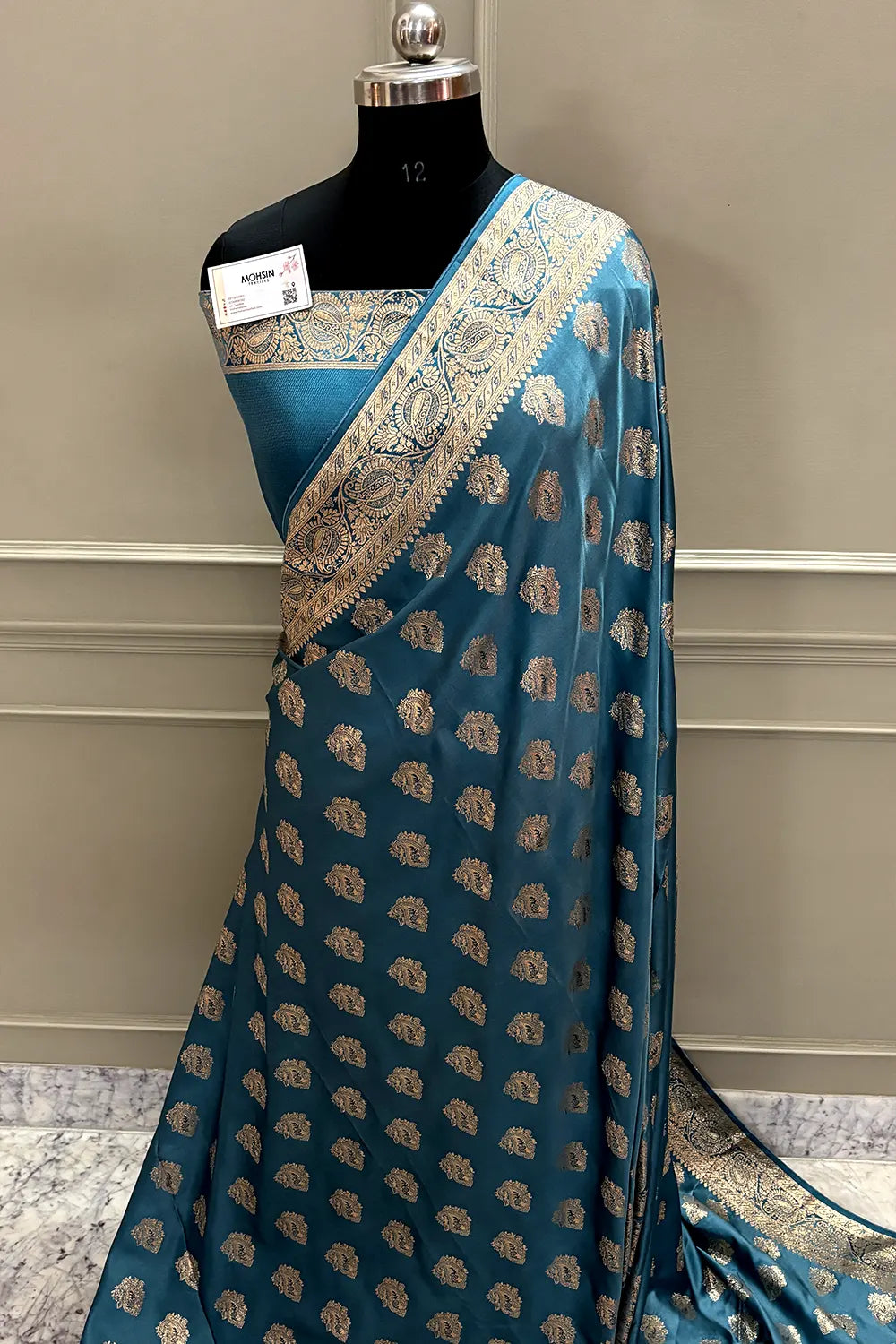Firozi Zari Semi Mashru Silk Banarasi Saree