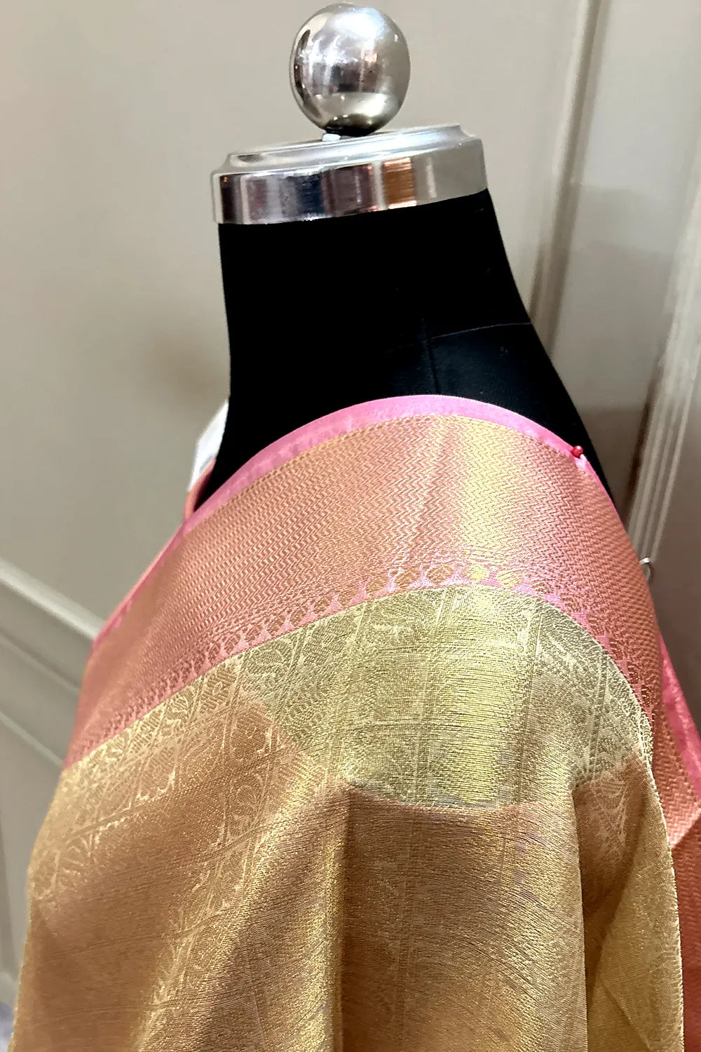 Gold and Baby Pink Tissue Silk Banarasi Saree