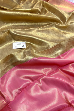 Gold and Baby Pink Tissue Silk Banarasi Saree