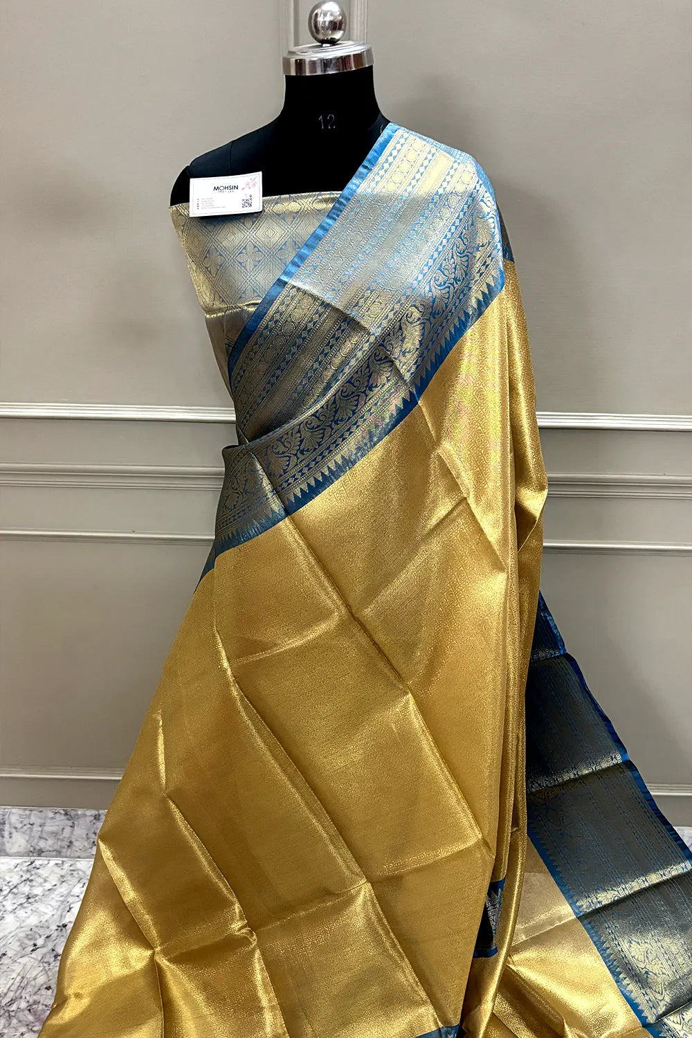 Gold and Firozi Tissue Silk Banarasi Saree
