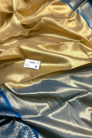 Gold and Firozi Tissue Silk Banarasi Saree
