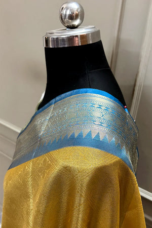 Gold and Firozi Tissue Silk Banarasi Saree