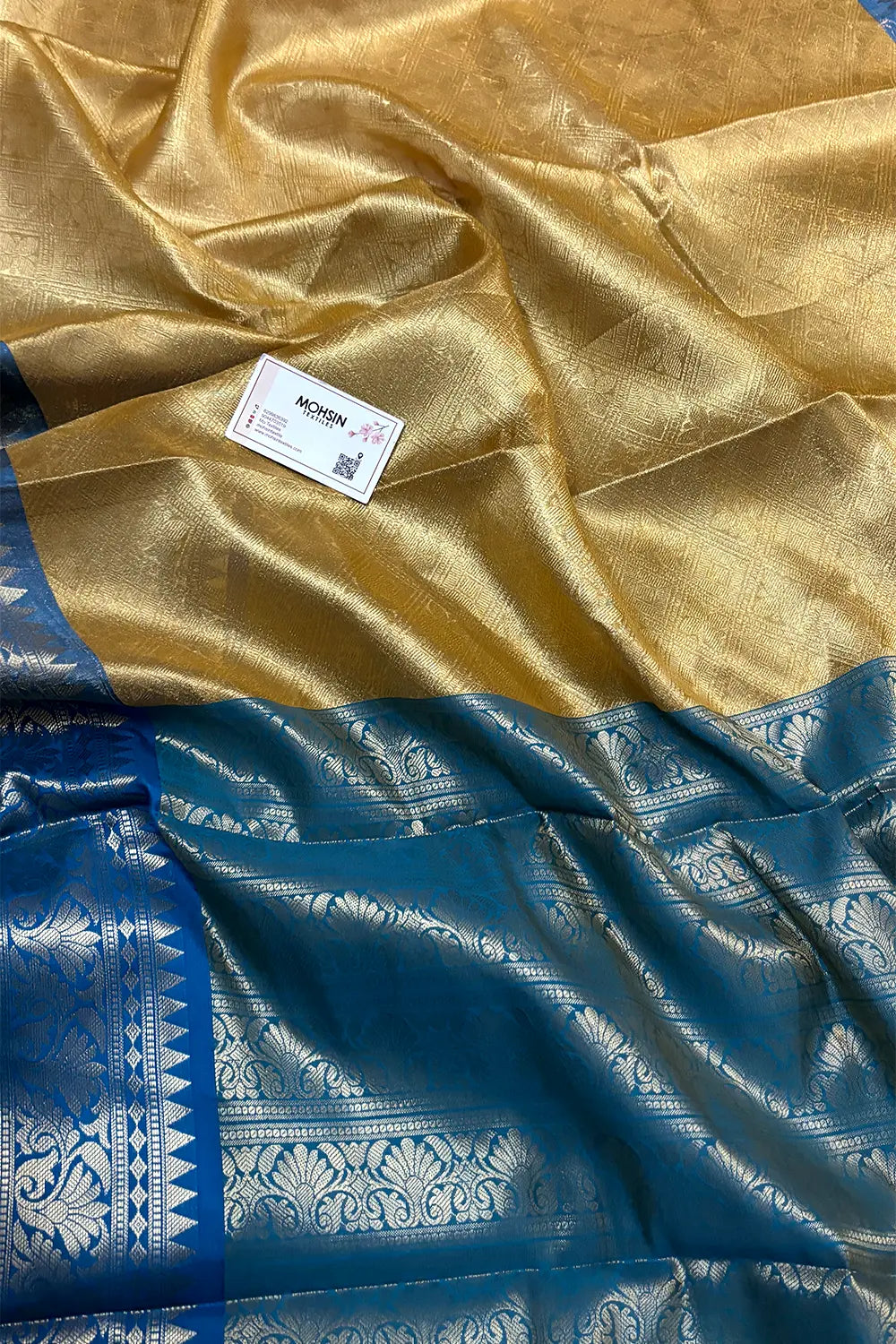 Gold and Firozi Tissue Silk Banarasi Saree