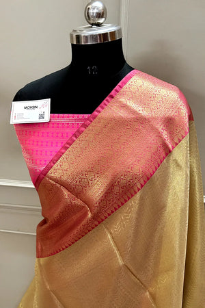 Gold and Pink Tissue Silk Banarasi Saree