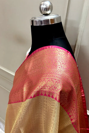 Gold and Pink Tissue Silk Banarasi Saree