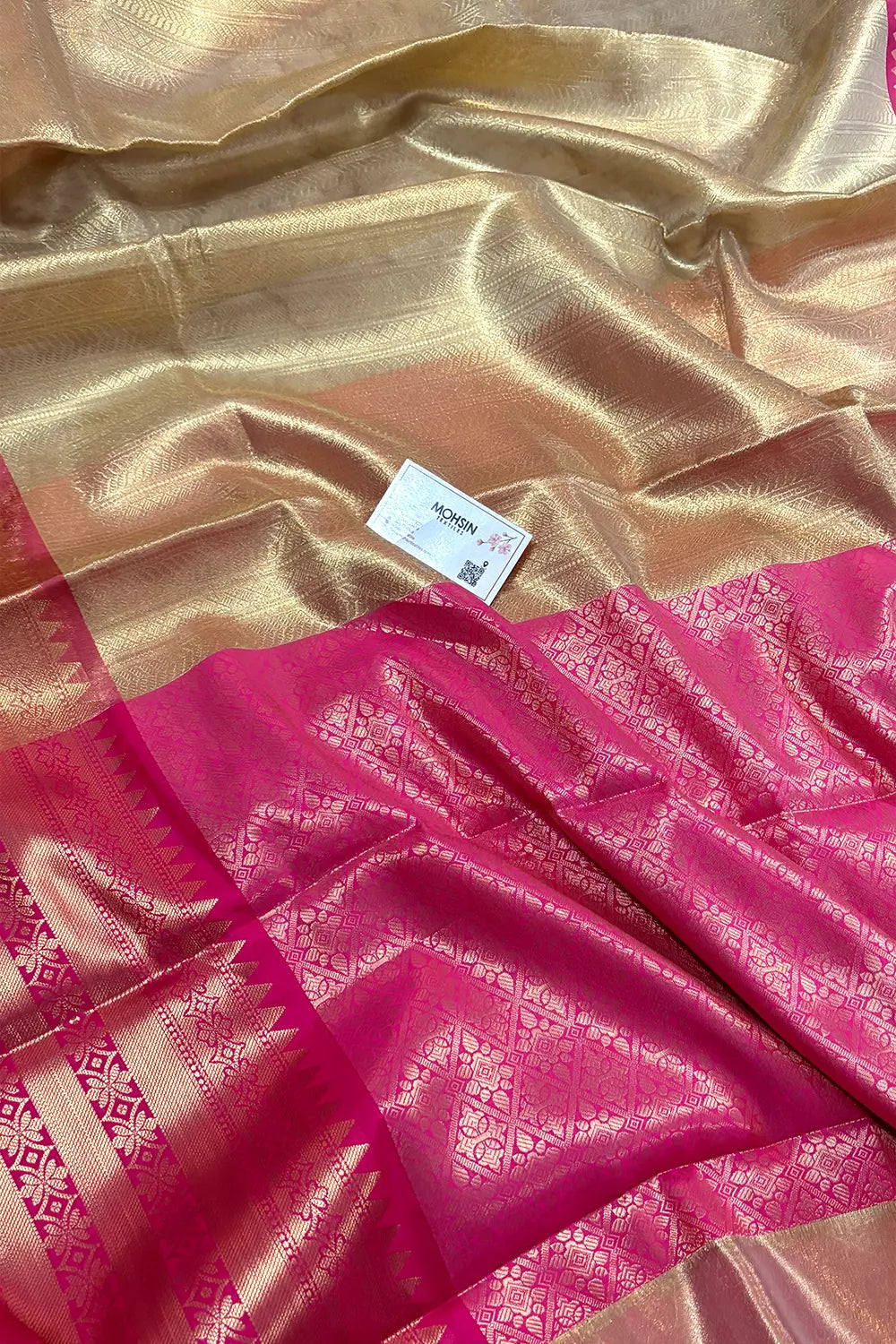 Gold and Pink Tissue Silk Banarasi Saree