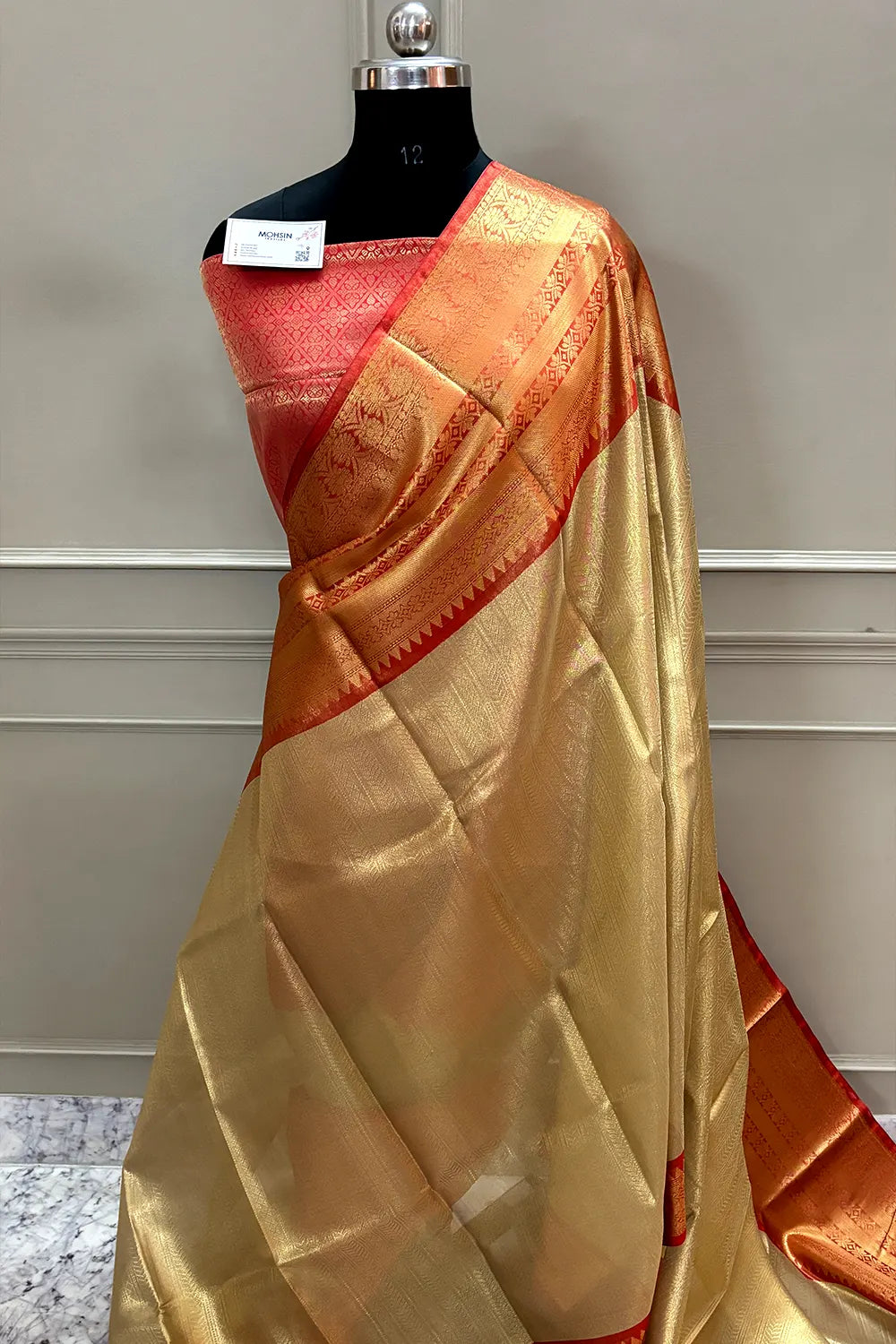 Gold and Red Tissue Silk Banarasi Saree