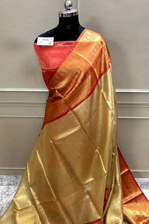 Gold and Red Tissue Silk Banarasi Saree