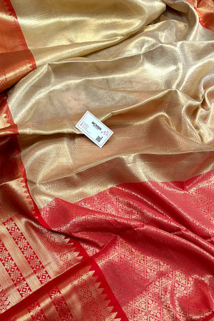 Gold and Red Tissue Silk Banarasi Saree