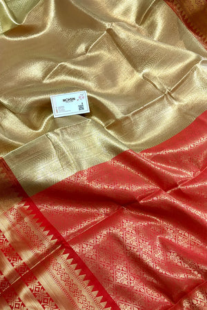 Gold and Red Tissue Silk Banarasi Saree