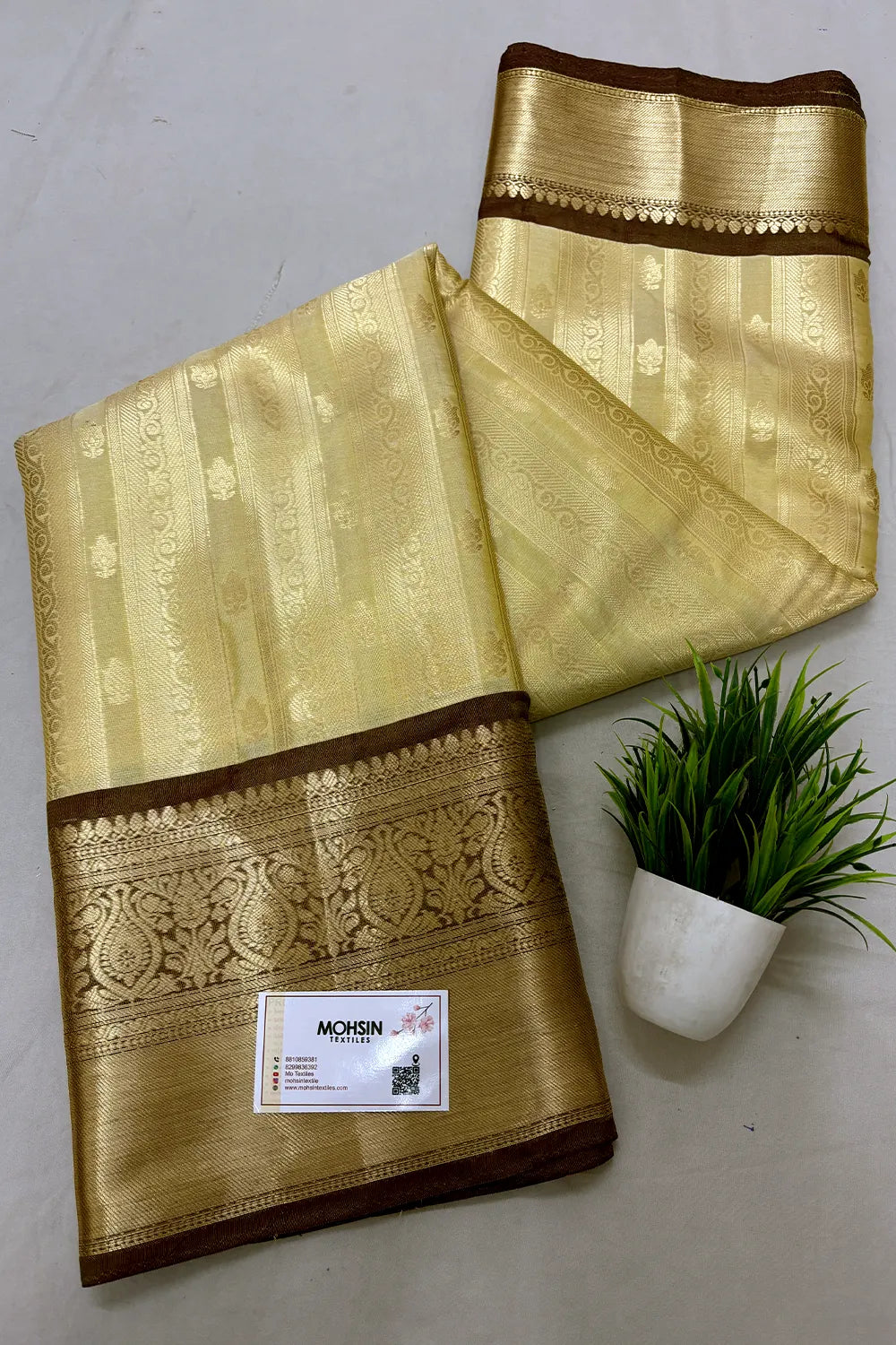 Gold and Wine Tissue Silk Banarasi Saree