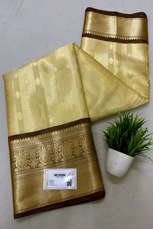 Gold and Wine Tissue Silk Banarasi Saree