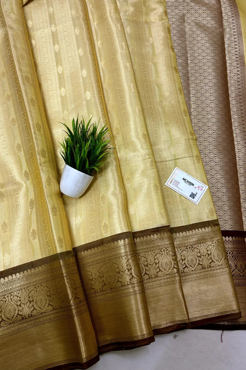 Gold and Wine Tissue Silk Banarasi Saree
