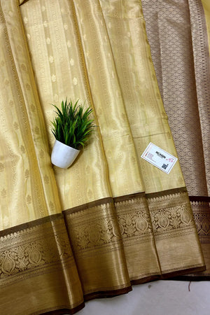 Gold and Wine Tissue Silk Banarasi Saree