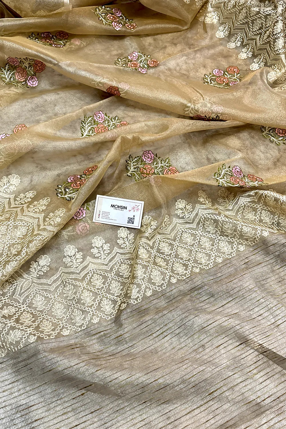 Gold Embroidery Tissue Silk Banarasi Saree