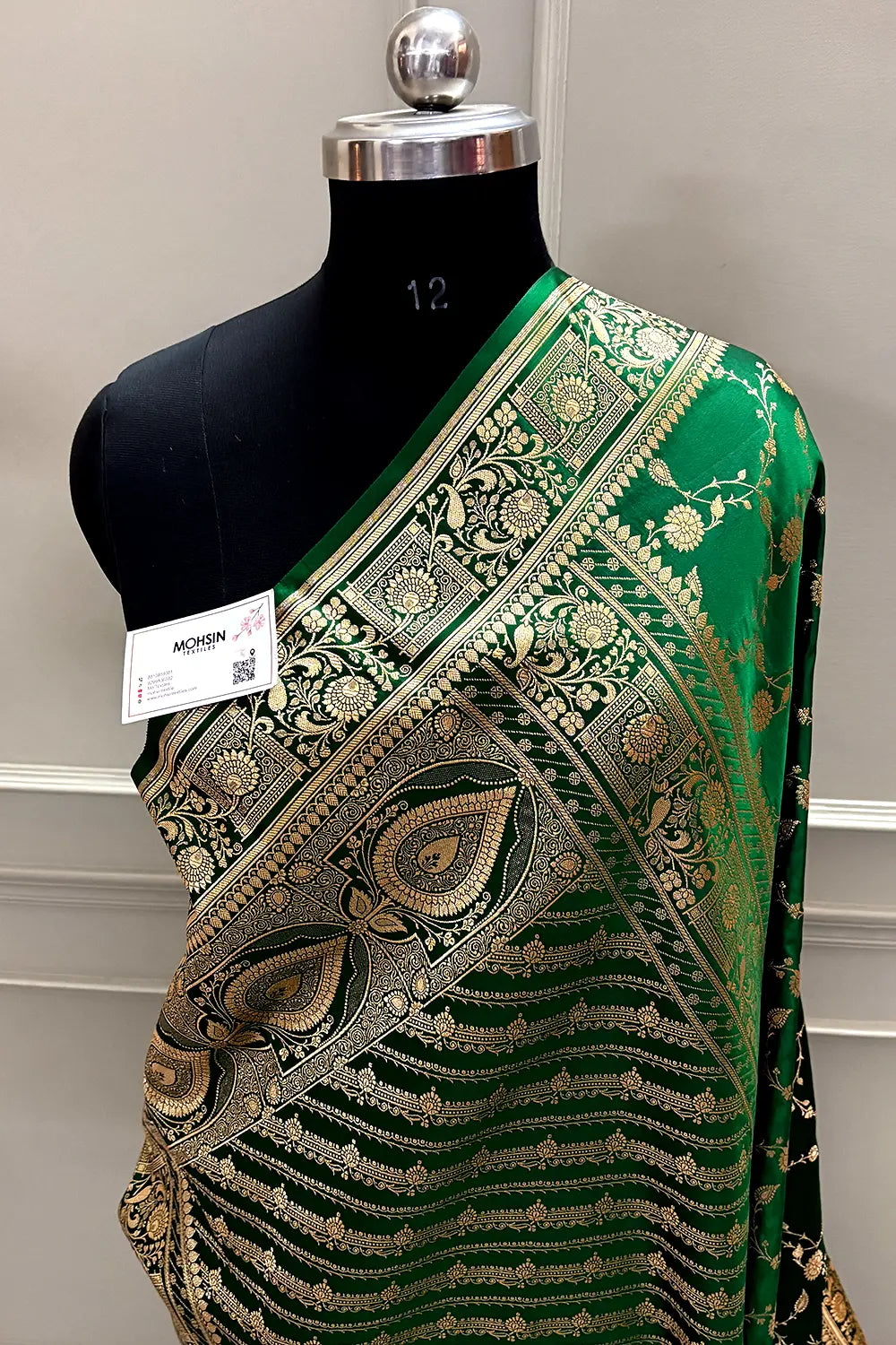 Green Albeli Jaal Katan Satin Silk Banarasi Saree