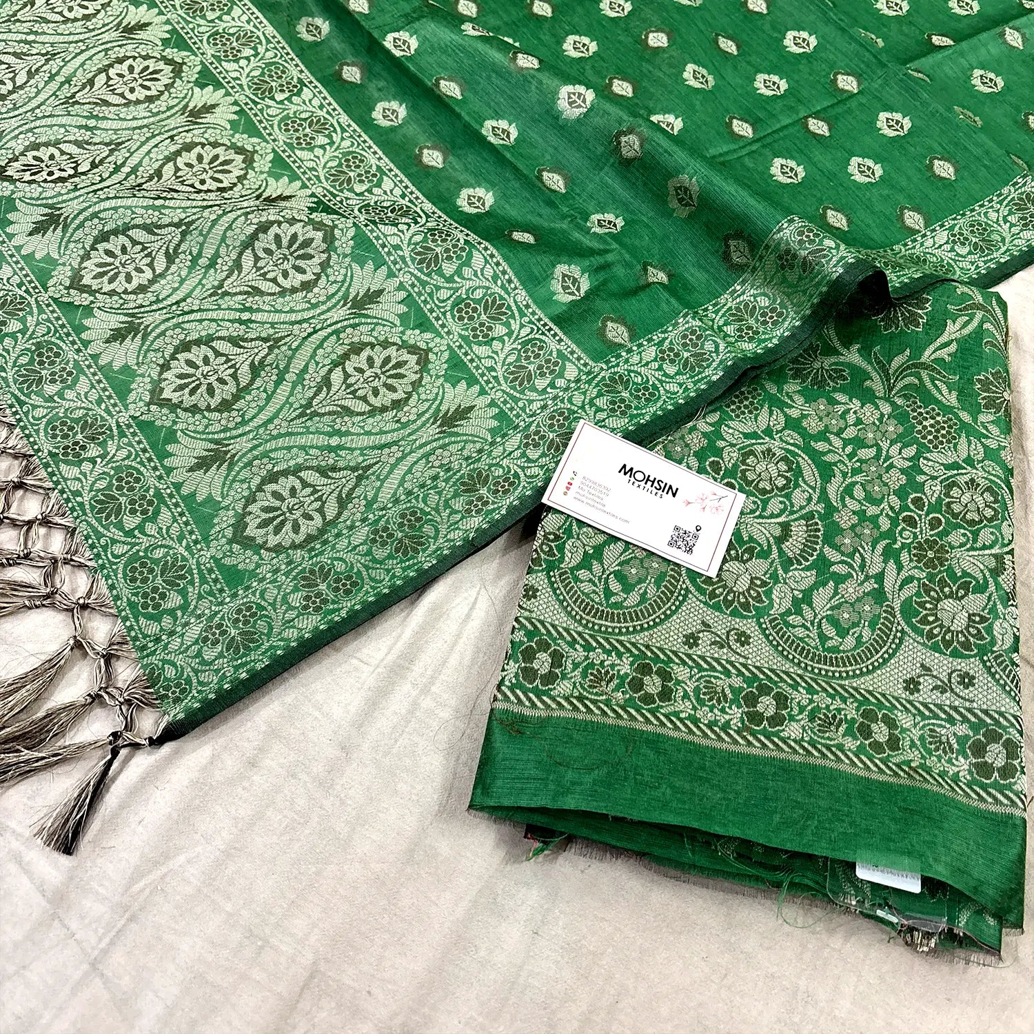 Green Angoori Jaal Cotton Silk Banarasi Suit