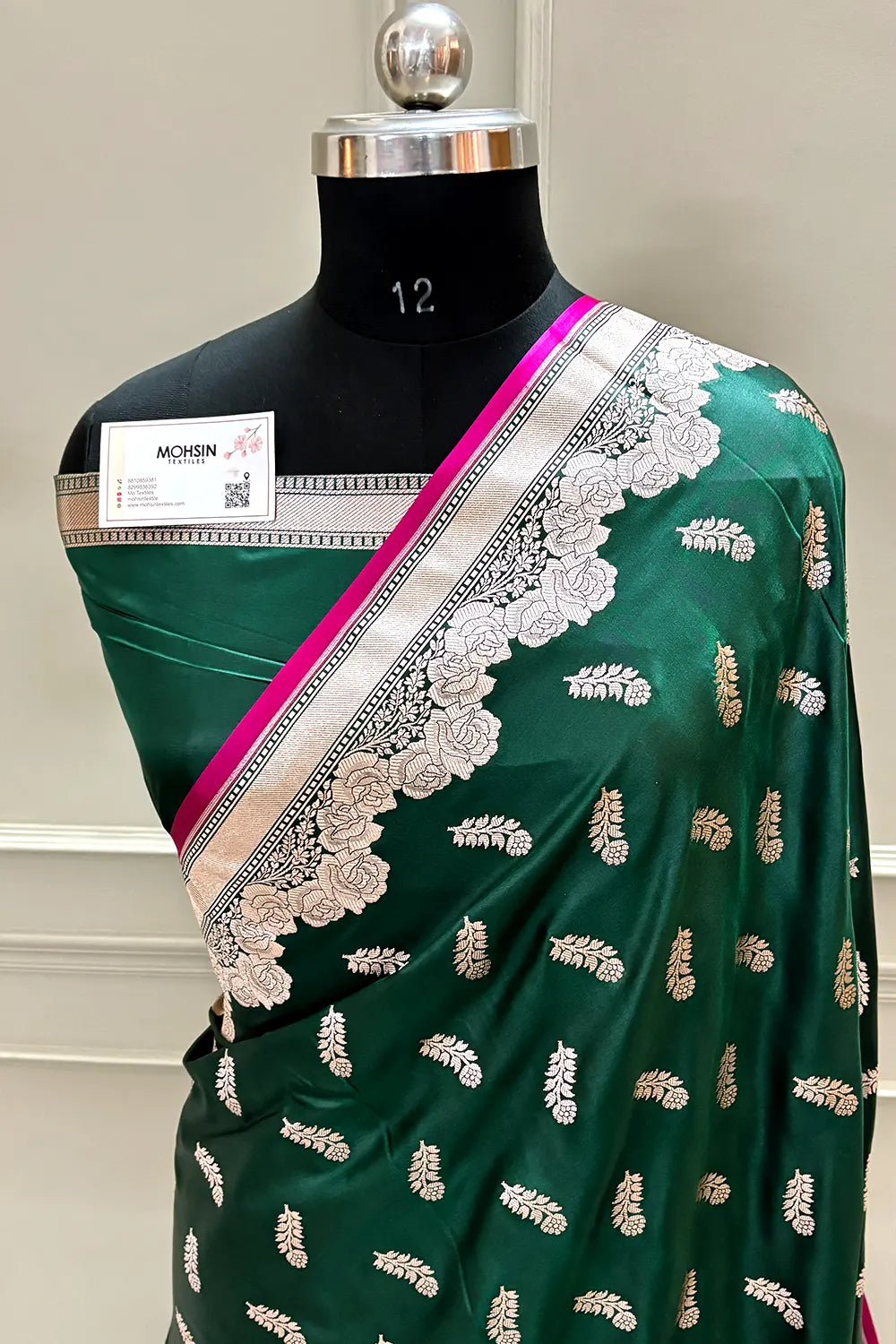Green Kanak Buti Katan Silk Banarasi Saree
