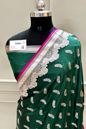 Green Kanak Buti Katan Silk Banarasi Saree