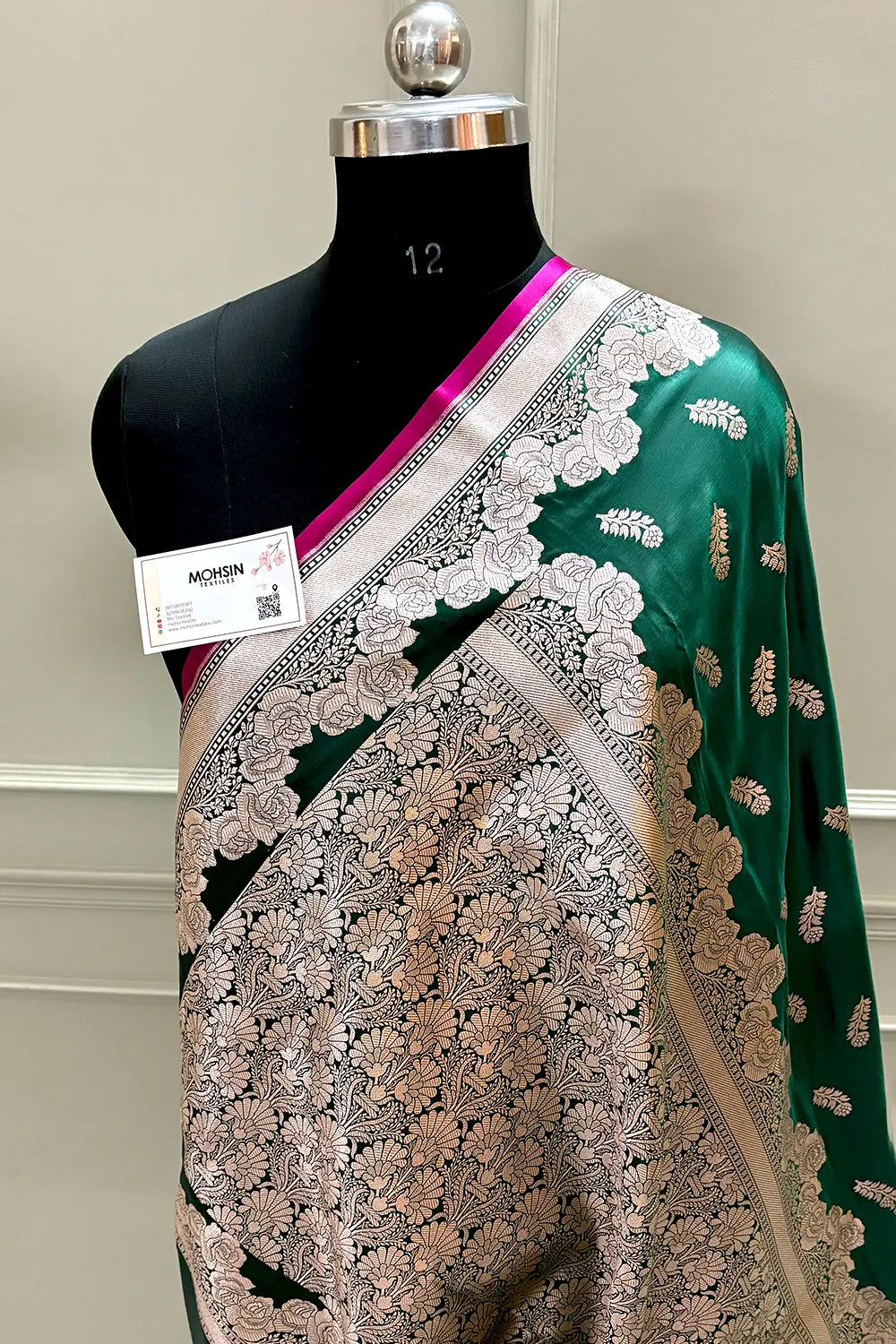 Green Kanak Buti Katan Silk Banarasi Saree
