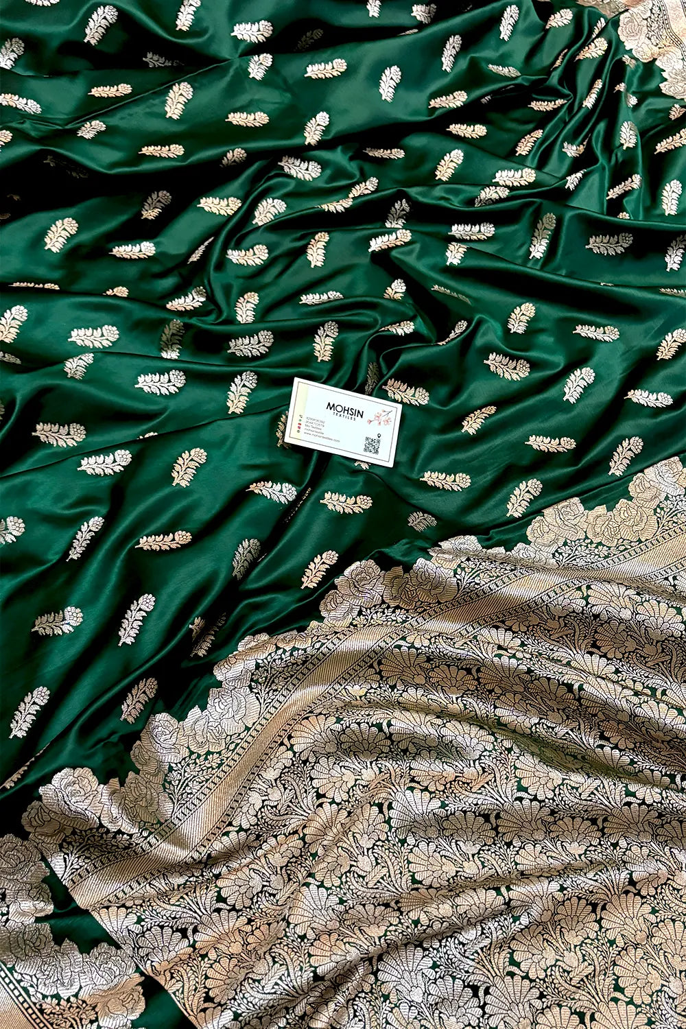 Green Kanak Buti Katan Silk Banarasi Saree