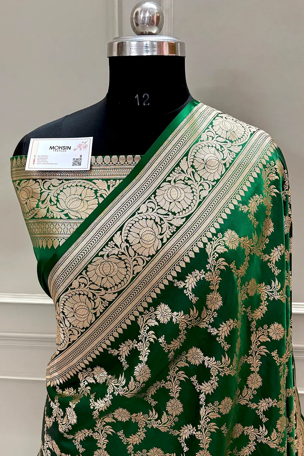 Green Moglai Jaal Katan Silk Banarasi Saree