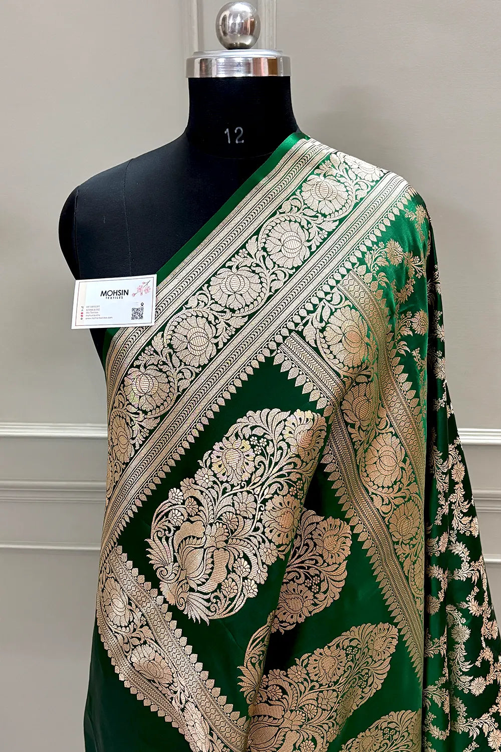 Green Moglai Jaal Katan Silk Banarasi Saree