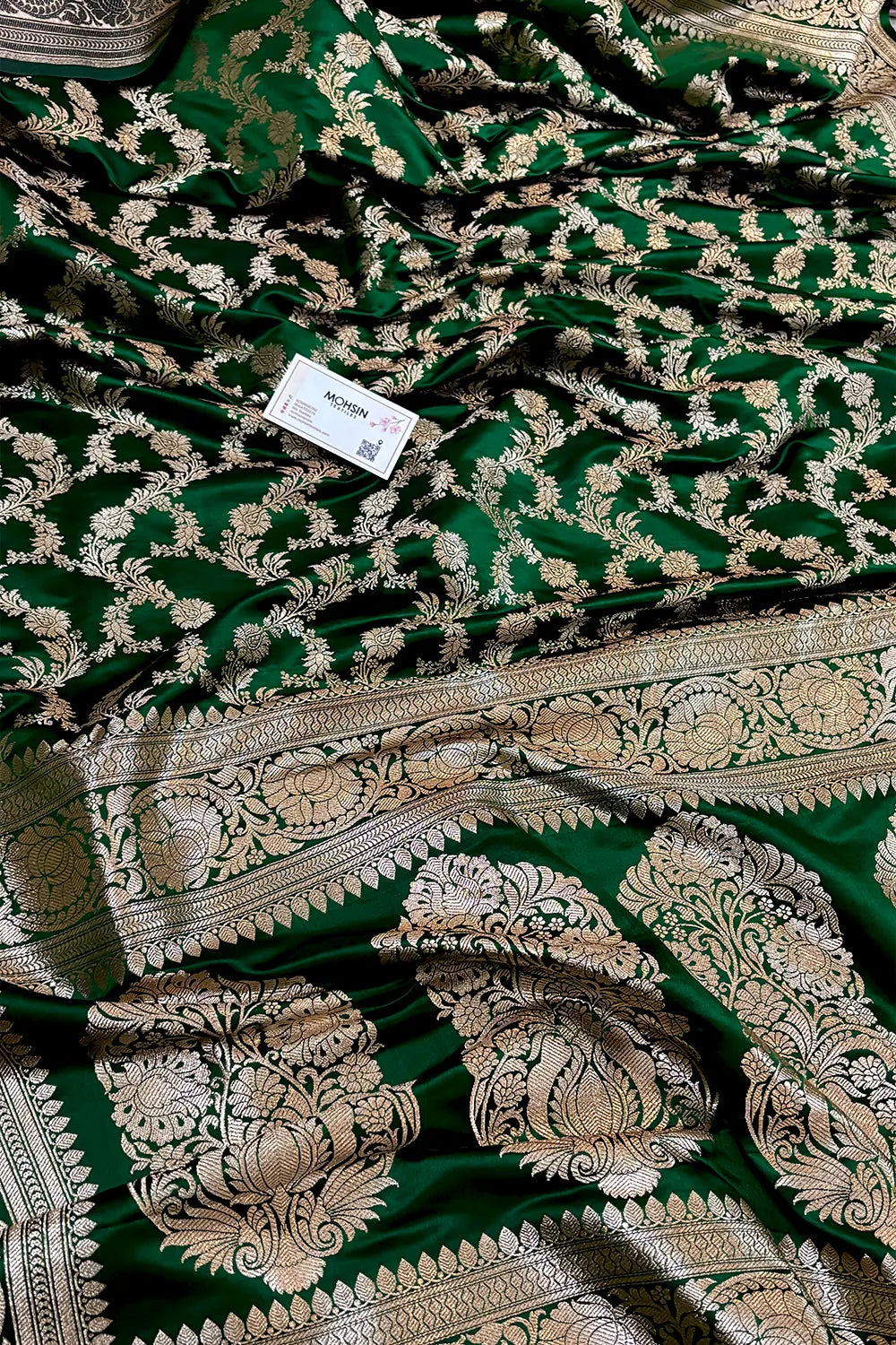 Green Moglai Jaal Katan Silk Banarasi Saree
