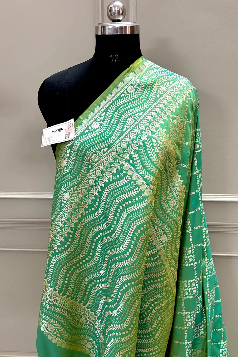 Green Pi Jaal Katan Silk Banarasi Saree 
