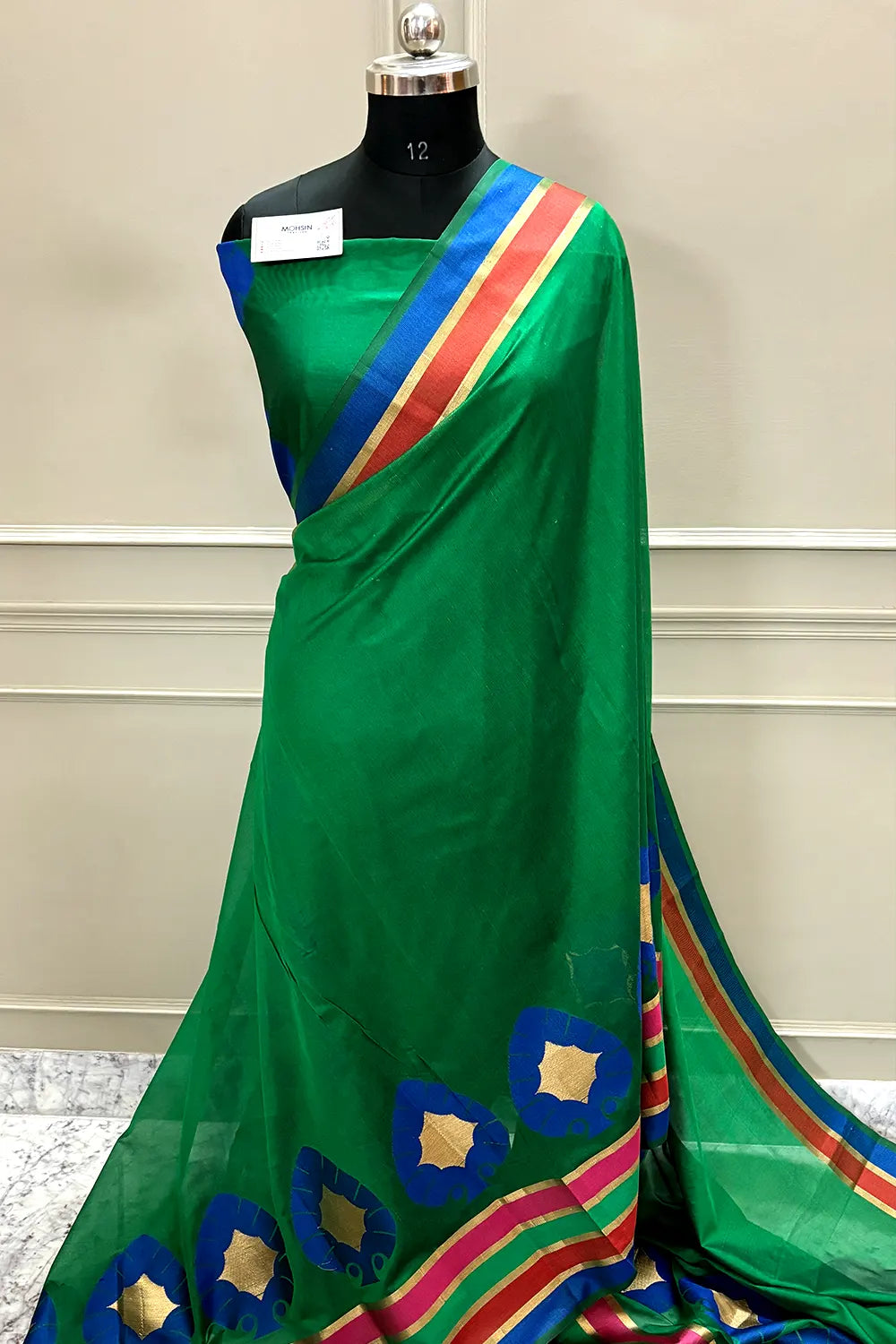 Green Plain Resham Silk Banarasi Saree