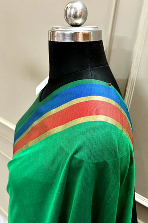 Green Plain Resham Silk Banarasi Saree