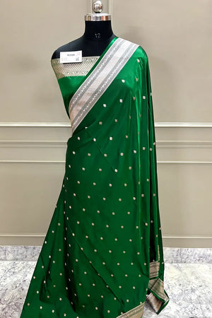 Green Wazir Buti Katan Silk Banarasi Saree