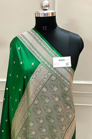 Green Wazir Buti Katan Silk Banarasi Saree